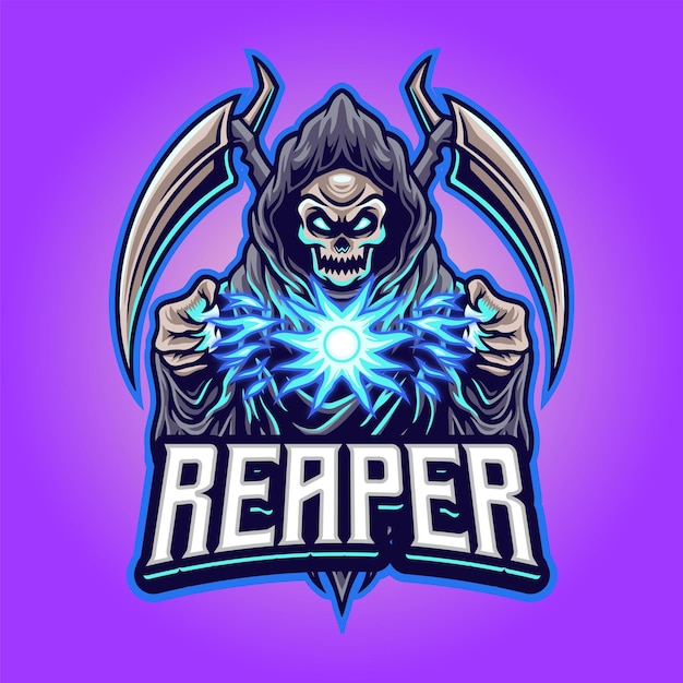 Modelo de logotipo de mascote do Grim reaper esport
