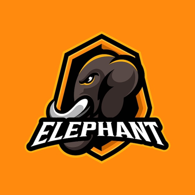 Vetor modelo de logotipo de mascote elefante esportivo e esportivo