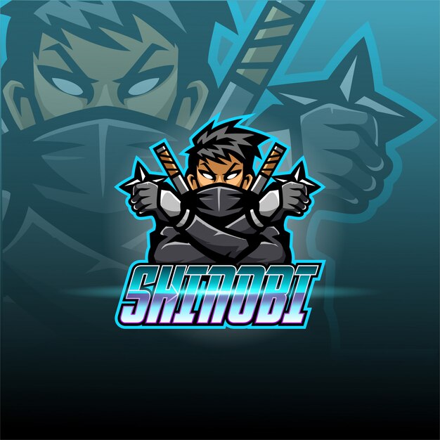 Vetor modelo de logotipo de mascote esport shinobi