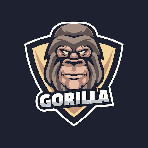 Modelo de logotipo de mascote gorila