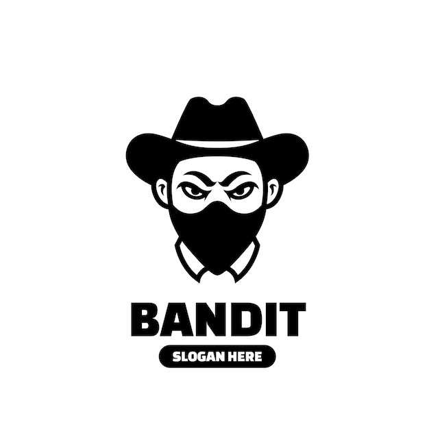 Modelo de logotipo de mascote preto bandido