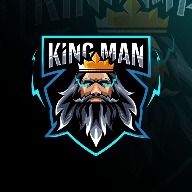 Modelo de logotipo de mascote rei homem