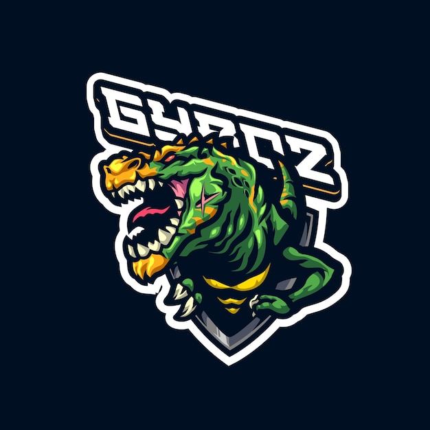 Modelo de logotipo de mascote trex para negócios esportivos e equipe de jogos isolado em segundo plano