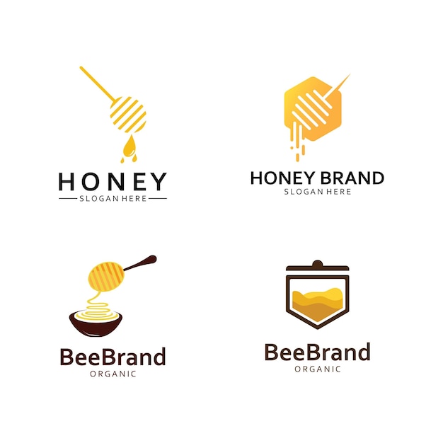 Vetor modelo de logotipo de mel vetorial conceito de logotipo de saúde de mel fresco