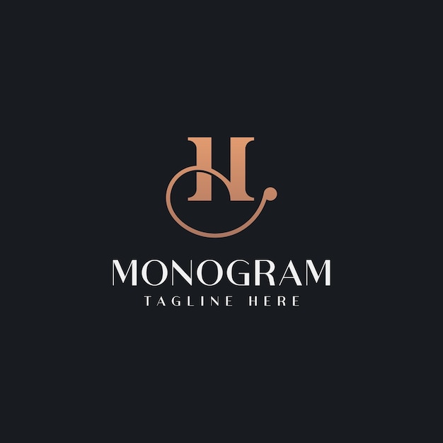 Vetor modelo de logotipo de monograma inicial h logotipo de ícone de letra com base inicial