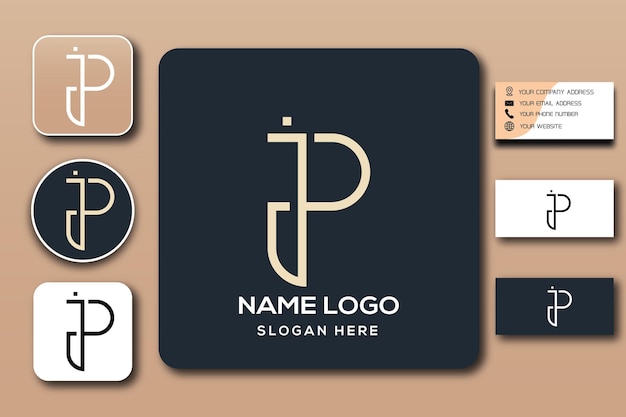 modelo de logotipo de monograma jp