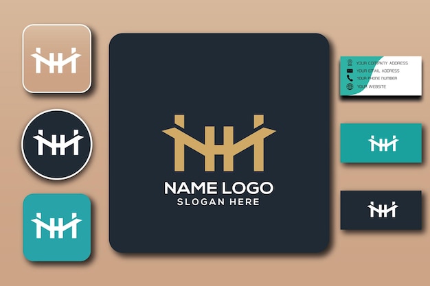 modelo de logotipo de monograma nhn