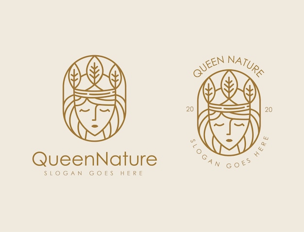 Modelo de logotipo de natureza folha rainha