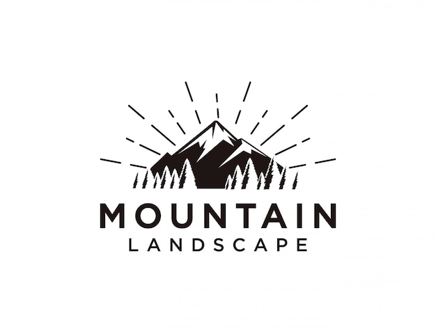 Modelo de logotipo de paisagem de montanha