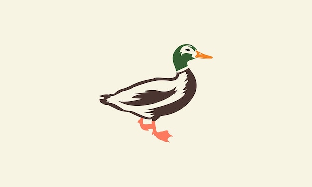 Modelo de logotipo de pato de arte de linha