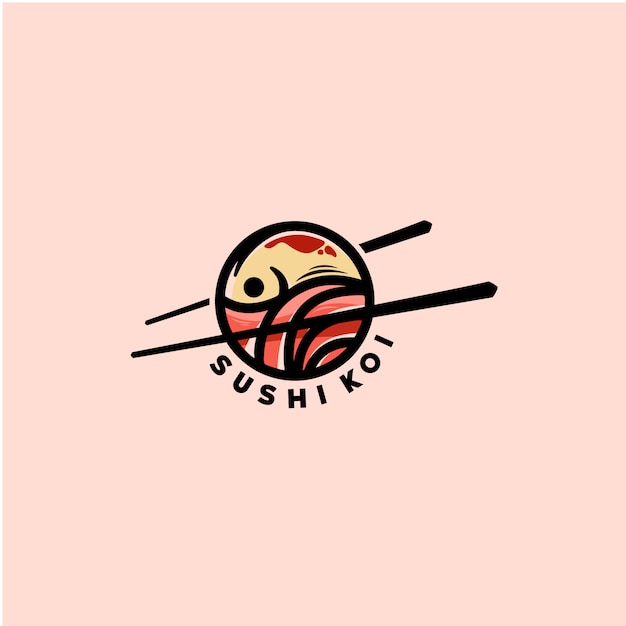 Modelo de logotipo de peixe sushi