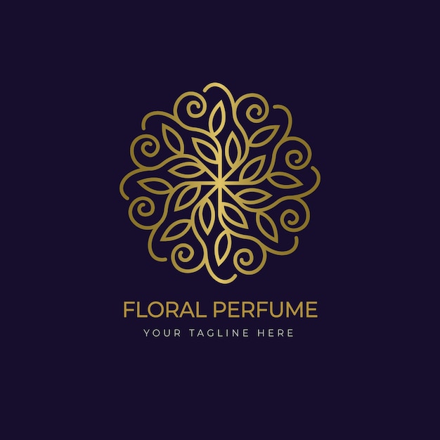 Modelo de logotipo de perfume floral de luxo