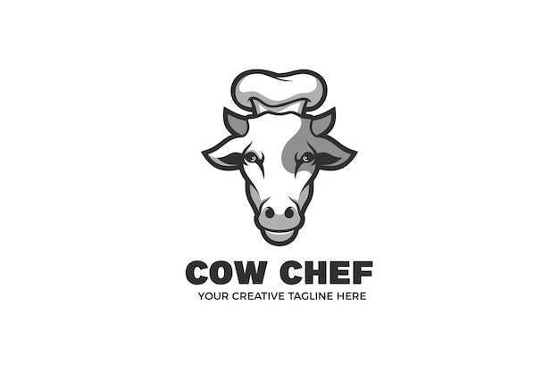 Modelo de logotipo de personagem Cow Chef Beef Mascote