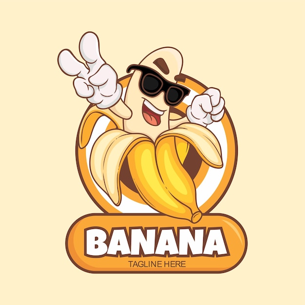 Modelo de logotipo de personagem de banana vetorial livre