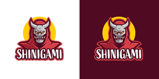 Modelo de logotipo de personagem de mascote de crânio de Shinigami