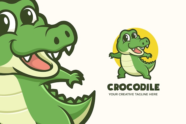 Modelo de logotipo de personagem pequeno crocodilo animal mascote