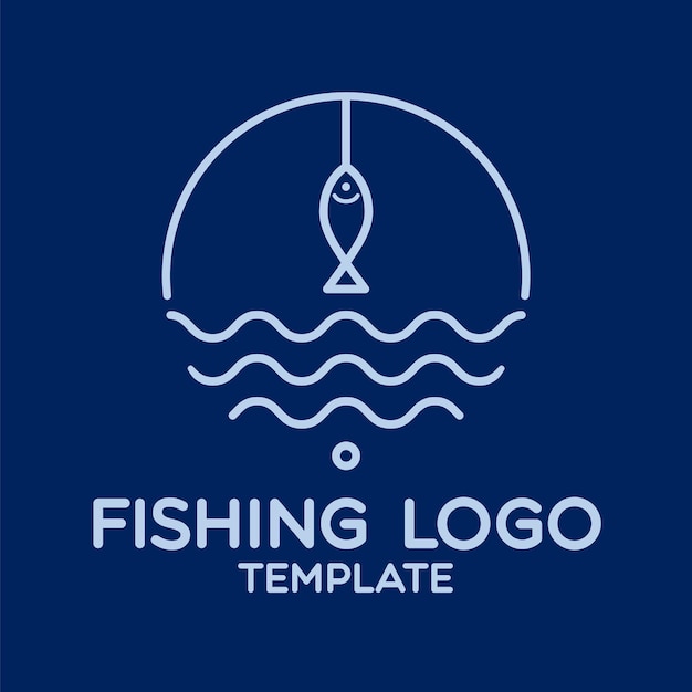 Modelo de logotipo de pesca com estilo de arte de linha simples