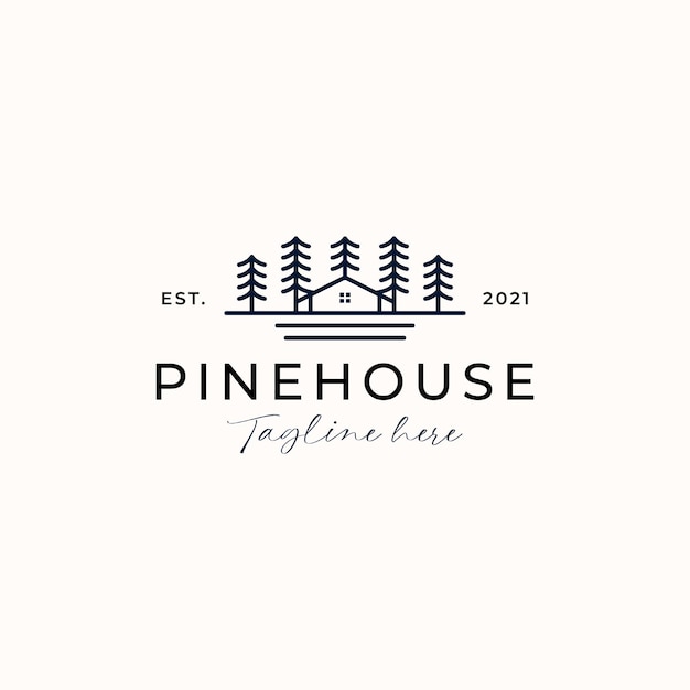 Modelo de logotipo de pine tree house