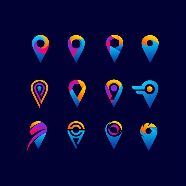 Modelo de logotipo de pino de mapa moderno