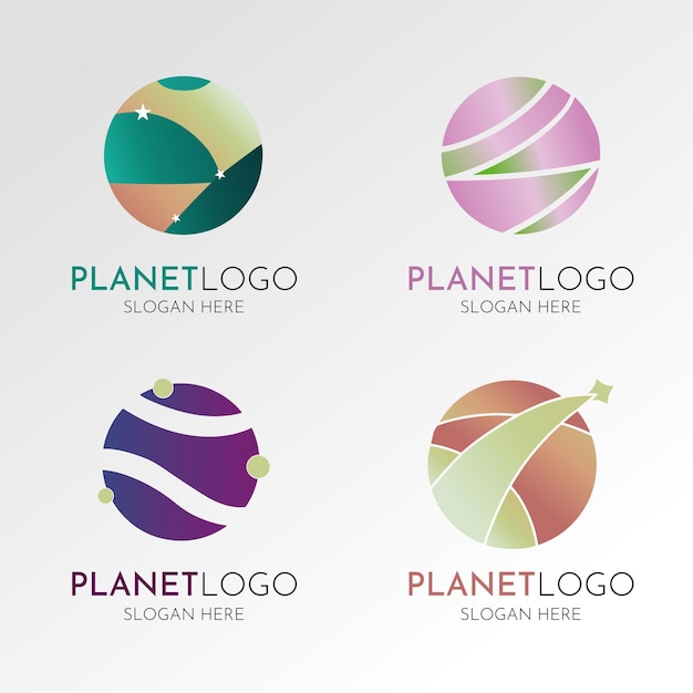 Vetor modelo de logotipo de planeta de gradiente vetorial