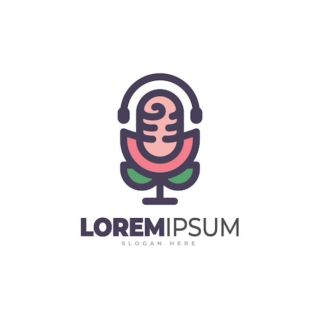 Modelo de logotipo de podcast de flores