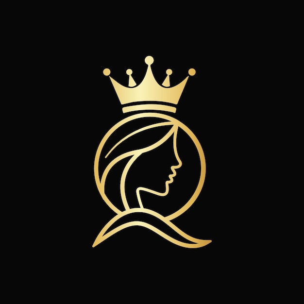 Vetor modelo de logotipo de rainha de luxo logotipo de cosméticos de luxo logo de rainha com letra q