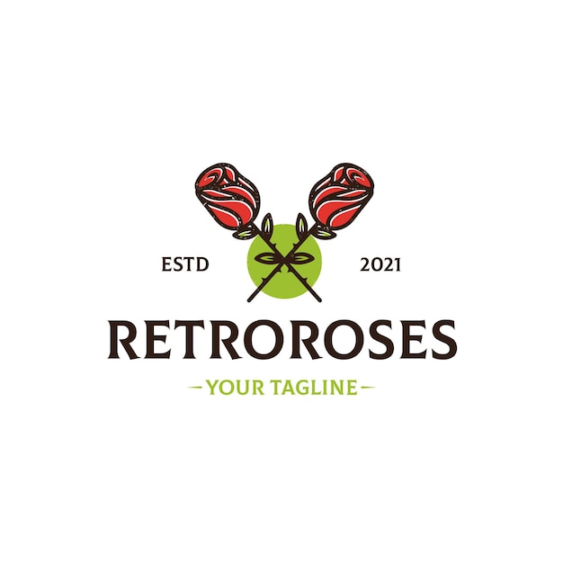 Vetor modelo de logotipo de rosas vintage