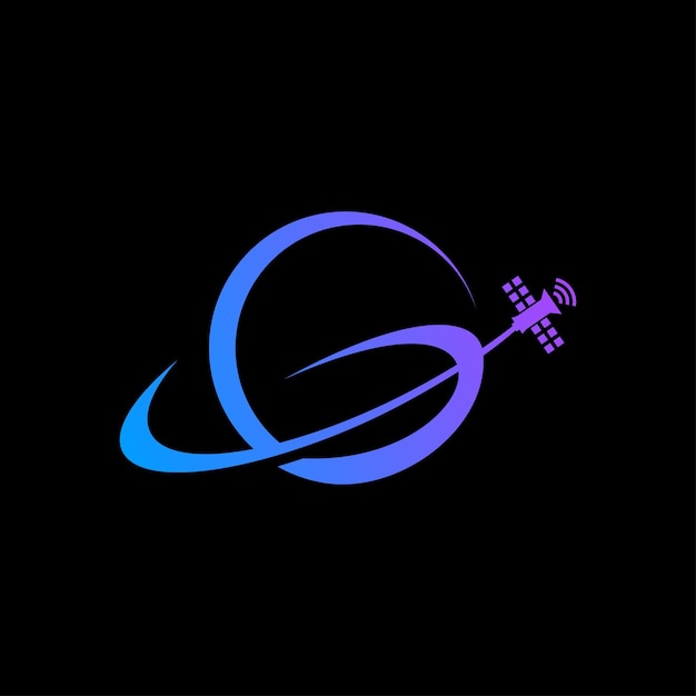 Modelo de logotipo de satélite de conceito de espaço de galáxia letra g
