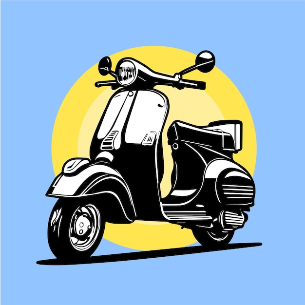 Vetor modelo de logotipo de scooter vespa metic de vetor