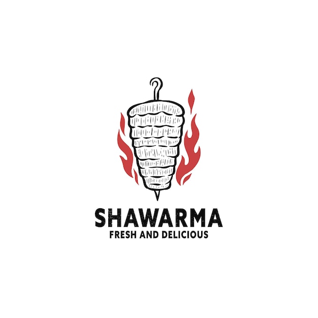 Vetor modelo de logotipo de shawarma vintage desenhado à mão