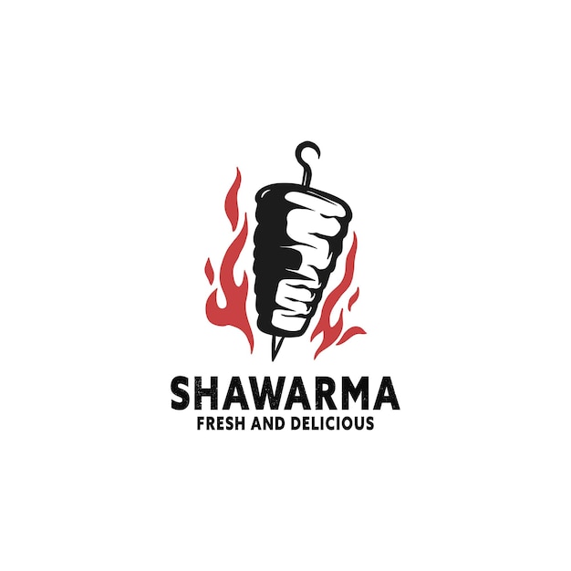 Modelo de logotipo de shawarma vintage desenhado à mão