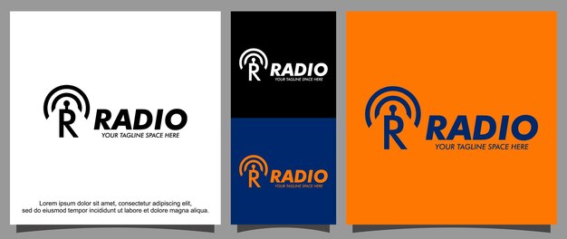 Vetor modelo de logotipo de sinais de radar e rádio