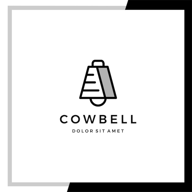 Modelo de logotipo de sino de vaca sino de vaca de estilo de linha simples