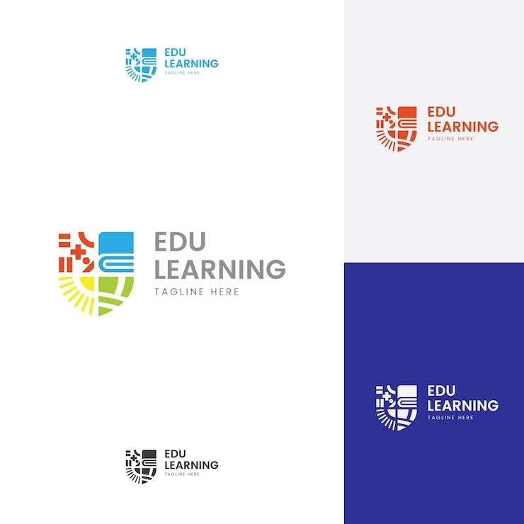 Modelo de logotipo de sol de lápis de livros de matemática combinação abstrata de educação com cor diferente