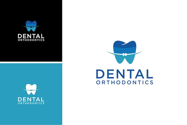 Modelo de logotipo de sorriso ortodôntico dentário