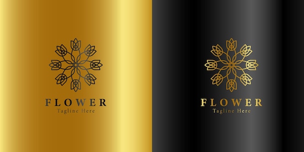 Modelo de logotipo de spa de flores de beleza dourada de luxo design de bem-estar para vetor de negócios de bem-estar de saúde