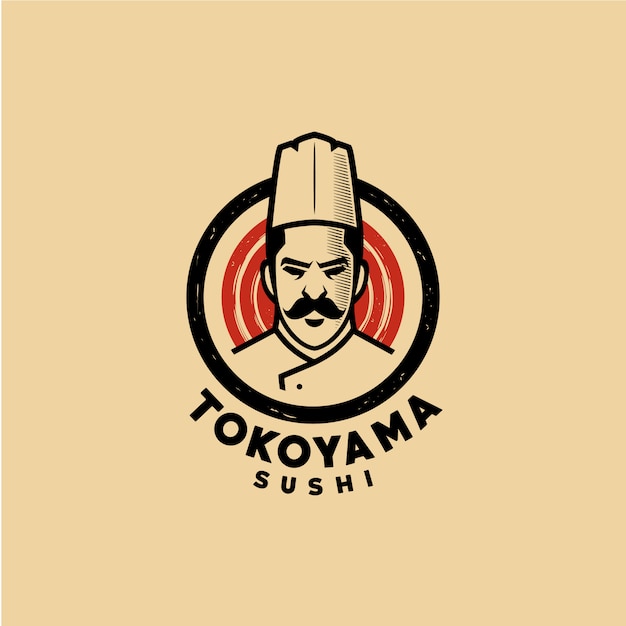 Modelo de logotipo de sushi de chef