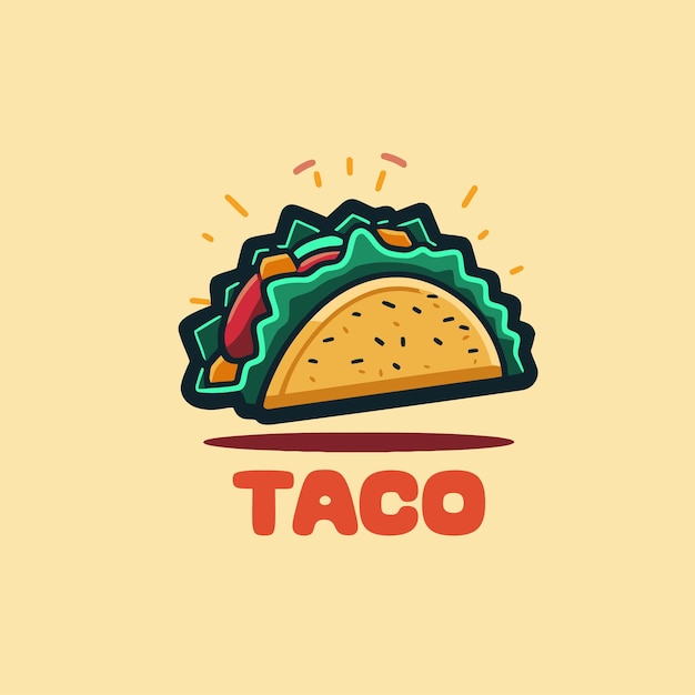 Modelo de logotipo de taco Ilustração vetorial de comida mexicana de taco