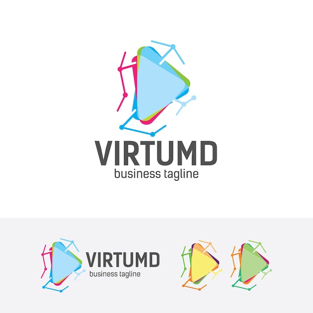 Modelo de logotipo de tecnologia virtual