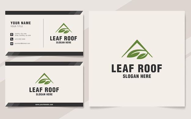 Modelo de logotipo de telhado de folha em estilo monograma