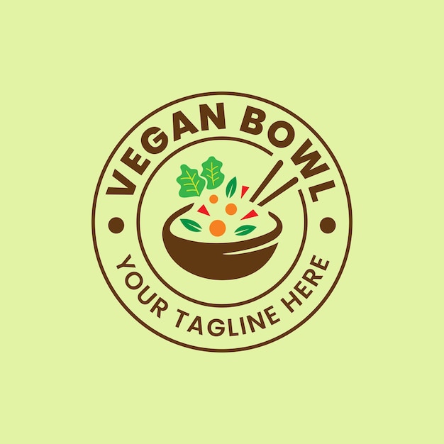 Vetor modelo de logotipo de tigela vegana