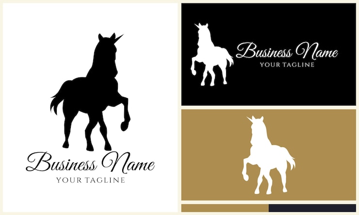 Vetor modelo de logotipo de unicórnio de burro de silhueta