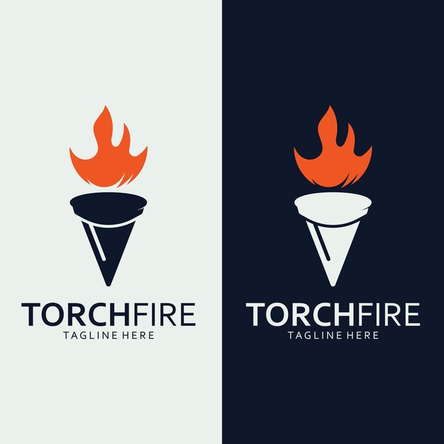 Modelo de logotipo de vector torch fire