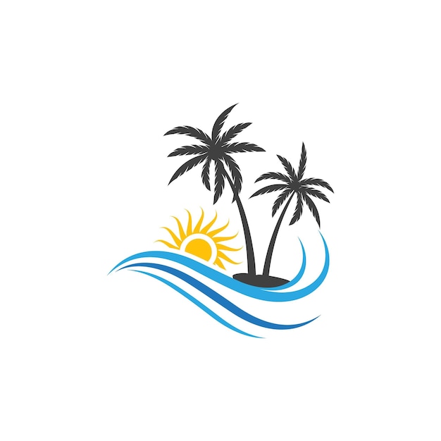 Modelo de logotipo de verão de palmeira