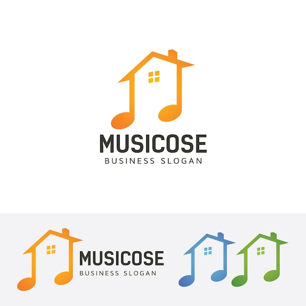 Modelo de logotipo de vetor de casa de música