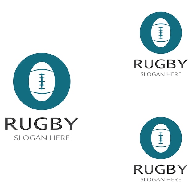 Modelo de logotipo de vetor de ícone de futebol americano de bola de rugby