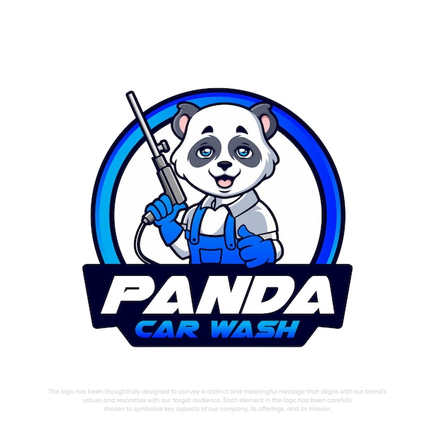 Vetor modelo de logotipo de vetor de serviço de lavagem de carros panda