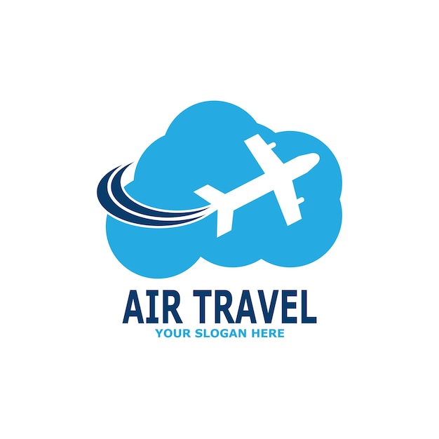 Modelo de logotipo de viagem da agência de viagens aéreas azul