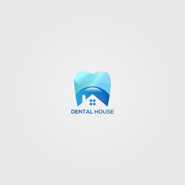 Modelo de logotipo dental de casa.