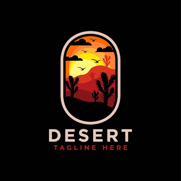 Modelo de logotipo do deserto logotipo do deserto isolado vetor do deserto